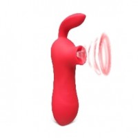 Vibrating and Sucking Vibrator with 12-Speed, Medical Grade Silicone, Waterproof, Rechargeable, RED